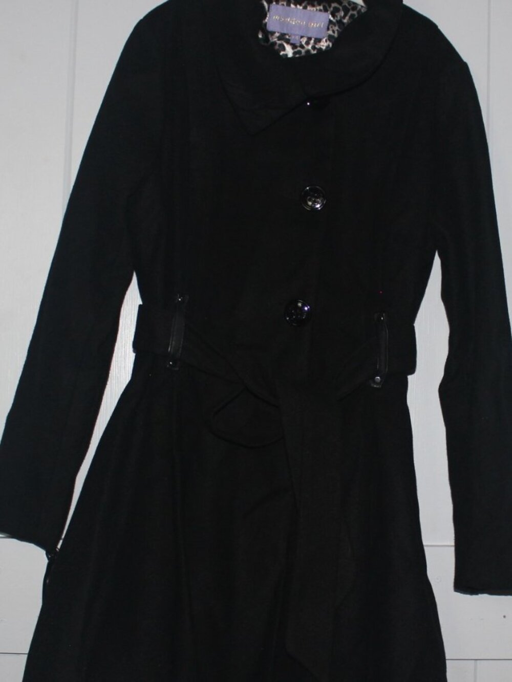 MADDEN GIRL DRAMA SKIRT PEA COAT BLACK SZ LGE